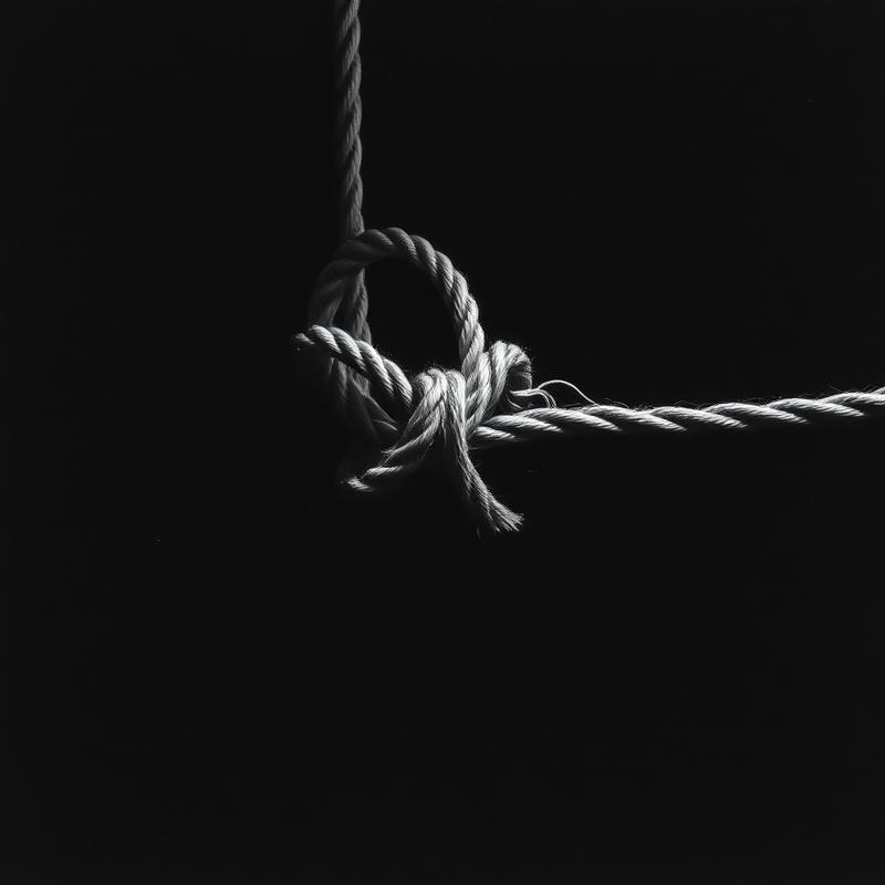 Tangled rope knot in directional light