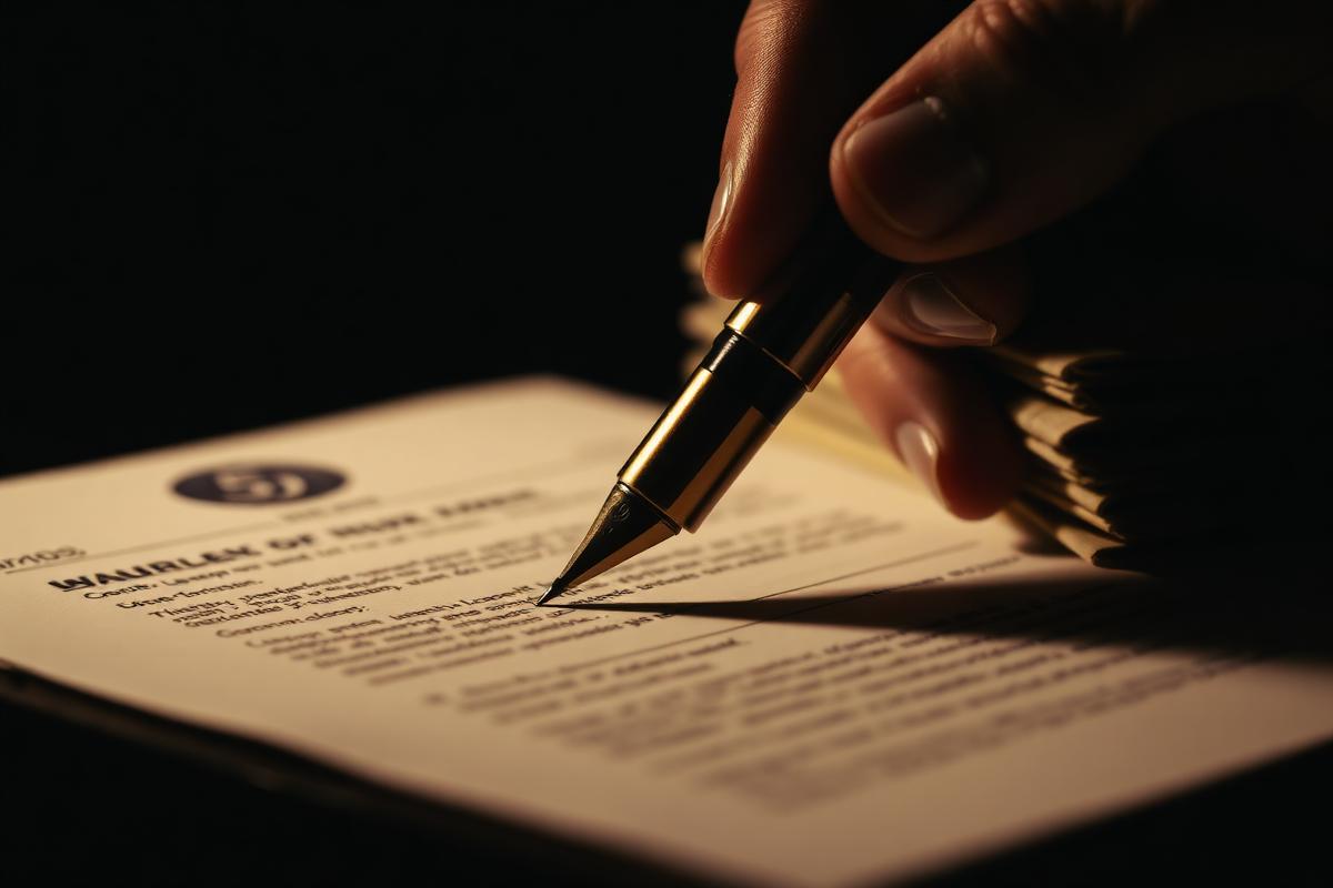 Fountain pen signing a financial document